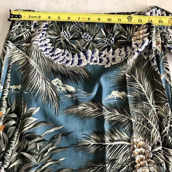 Tiki Classics 100% Silk Wrap Skirt Tropical Print Womens Size Medium Blue Black - Picture 5 of 6